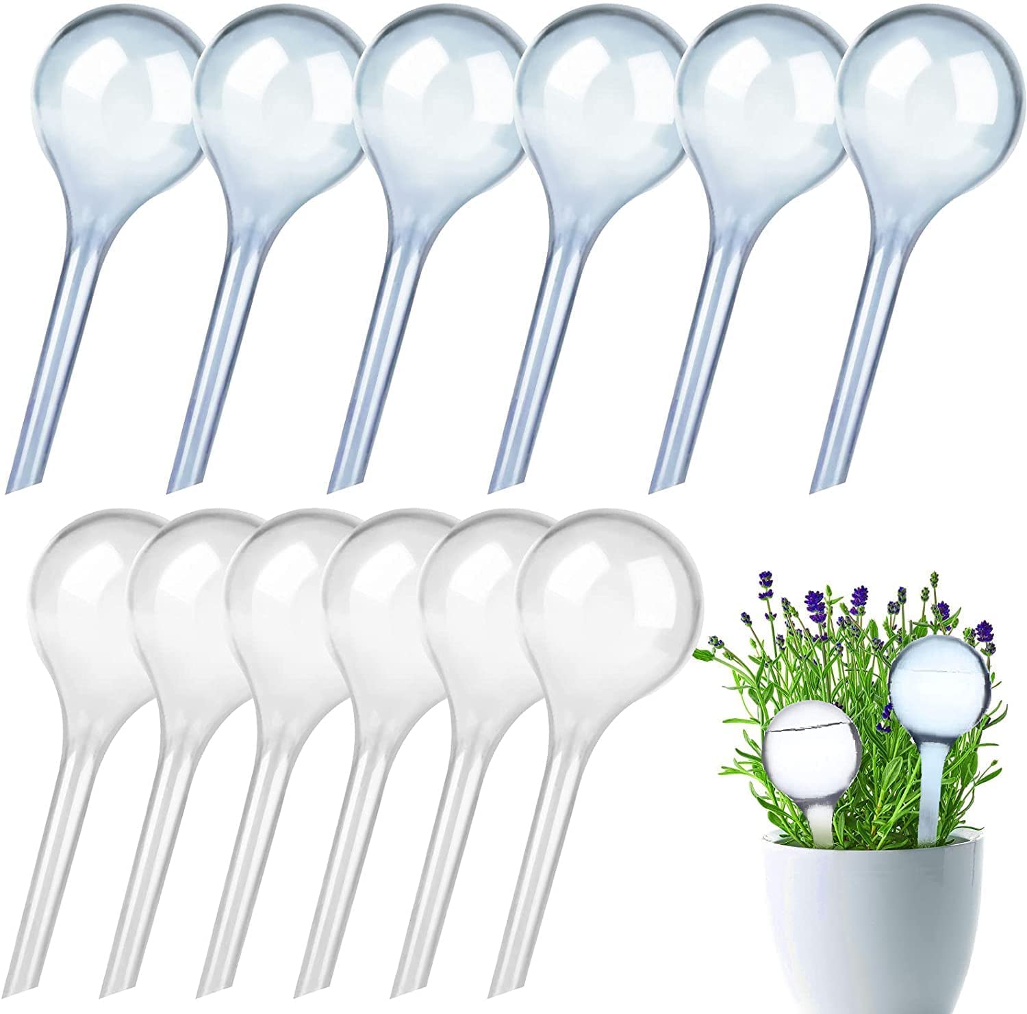 12 Pcs Plant Flower Watering Globes Automatic Watering Globes Plant Self Watering Devices Waterer Automatic Watering System Spikes Slow Watering Feeder for Indoor Outdoor Plant Plant Lover Gifts