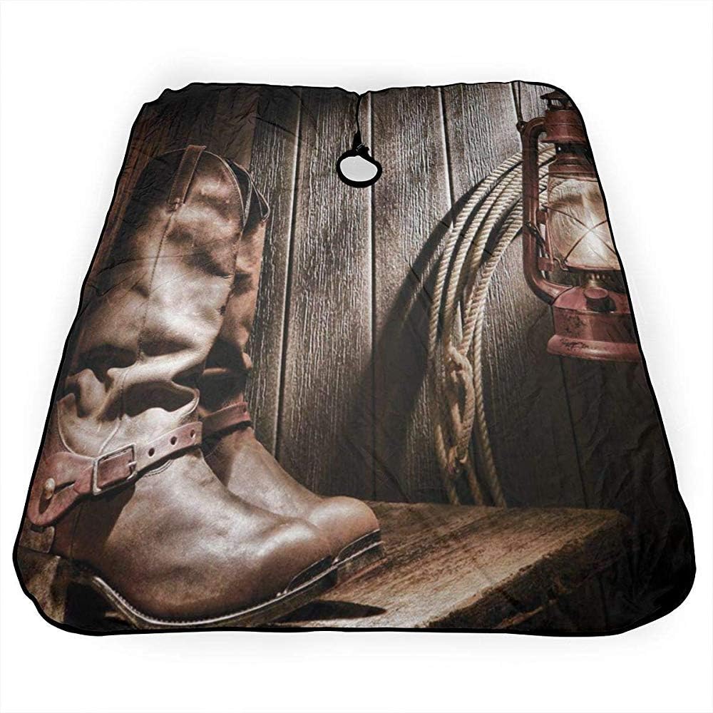 Haircut Cape Western Cowboys Lantern On Bench Vintage Personalized Haircut Salon Barber Cape For Hair Cutting Home Hairdressing Wrap Apron 140x168cm Amazon Co Uk Beauty