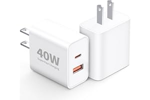 USB C Charger Block, 2 Pack 2-Port 40W Dual USB-C & USB-A Wall Charger Power Adapter PD/QC Fast Charging Block Brick Cube for