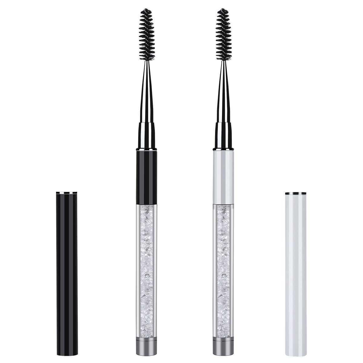 Photo 1 of 2 Pieces Eyelash Brush with Cap, Mascara Spoolies Reusable Brow Brushes Lash Wands Applicator Spooly for Lashes