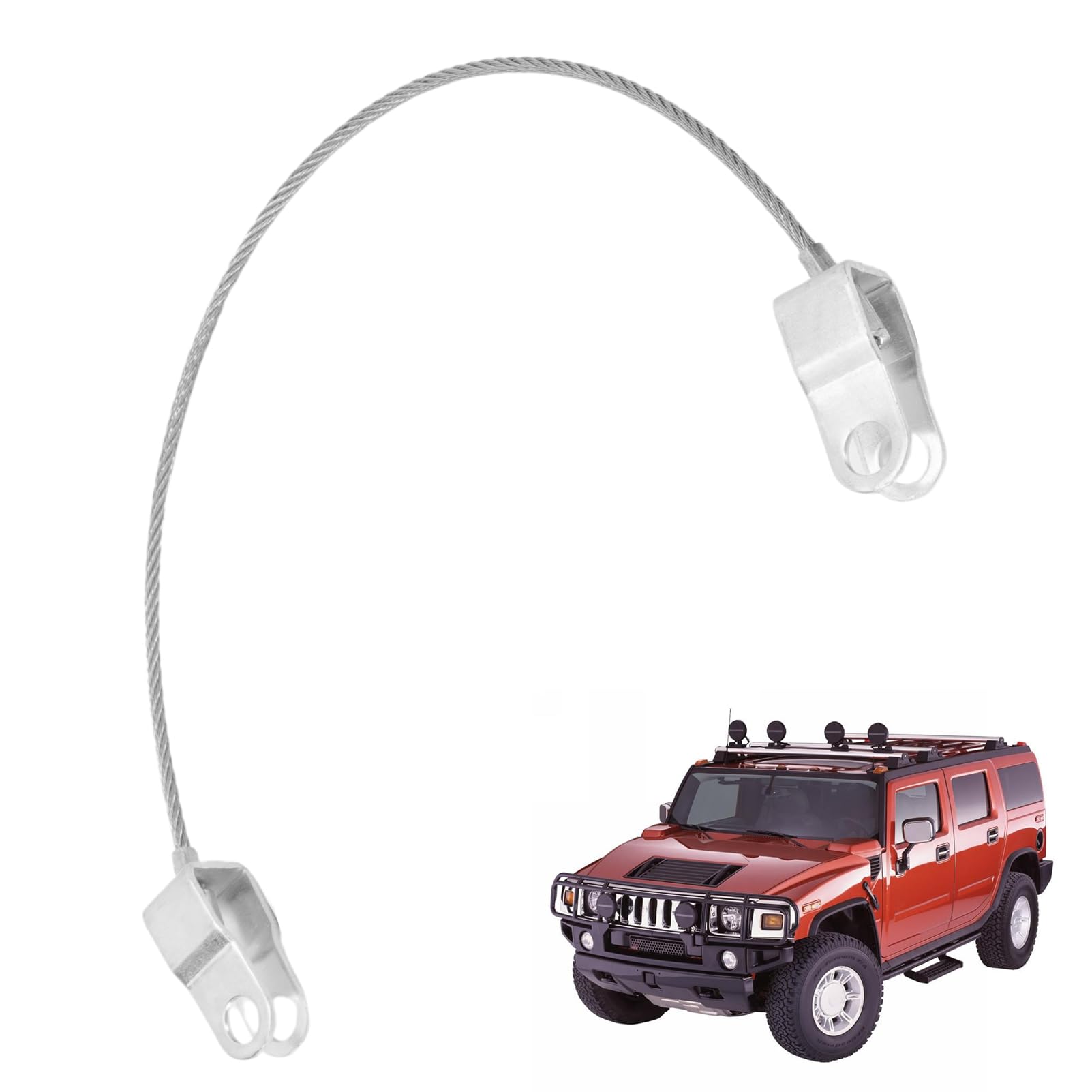Photo 1 of 15146196 Stainless Steel Hood Check Cable Safety Catch Lock Line for 2003-2009 Hummer H2, Front Right or Left Hand Side