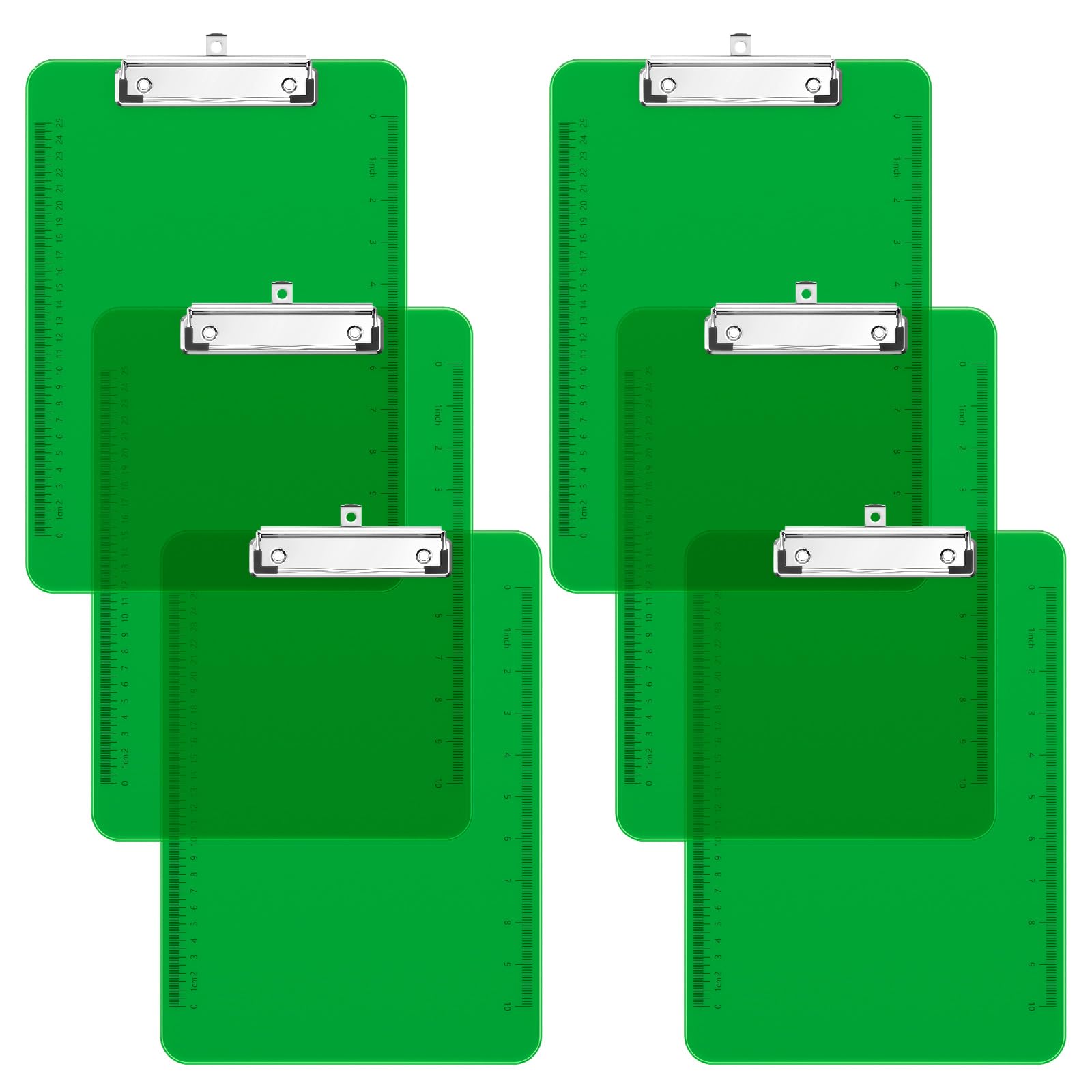 Piasoenc 6 Pack Plastic Clipboards, Translucent Clip Board with Low Profile, Office Supply, School Supplies, Letter Size 12.5 x 9 Inches,Green