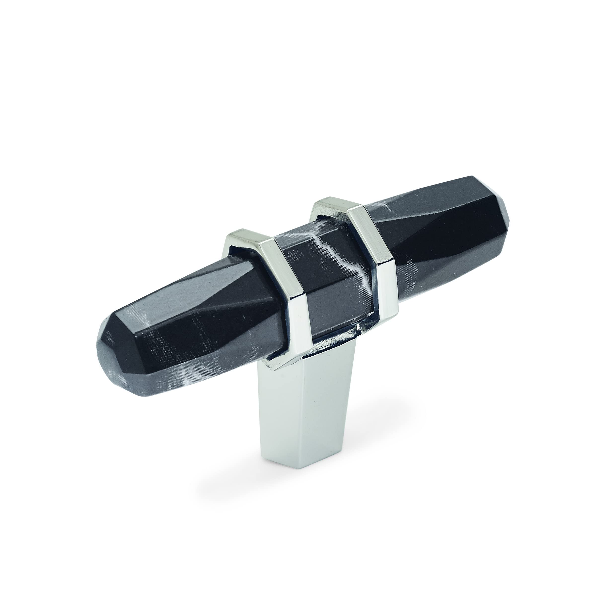 Amerock BP36647MBKPN Carrione Cabinet Knob, 2-1/2 in (64 mm) Length, Marble Black/Polished Nickel — image 1