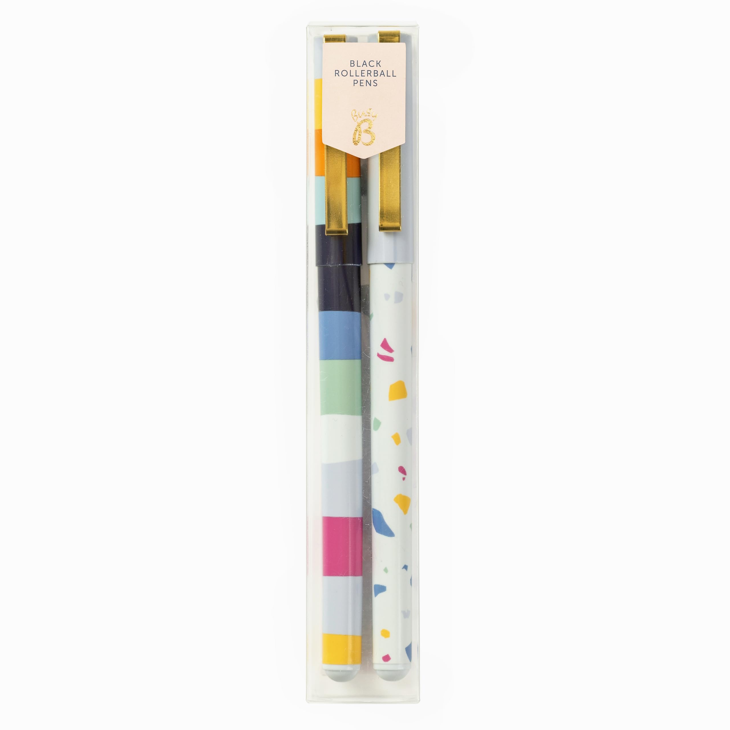 Busy B Two Pack Rollerball Pens in Stripe with Black Ink and Rollerball Feature