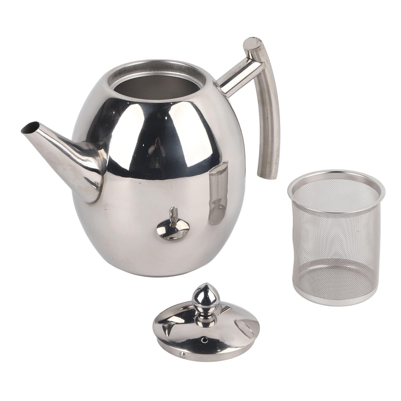 Estink Stainless Steel Teapot, Removable Filter 1 Litre Capacity Teapot with Ergonomic Handle for Home Hotel Cafe Restaurant Bar Use