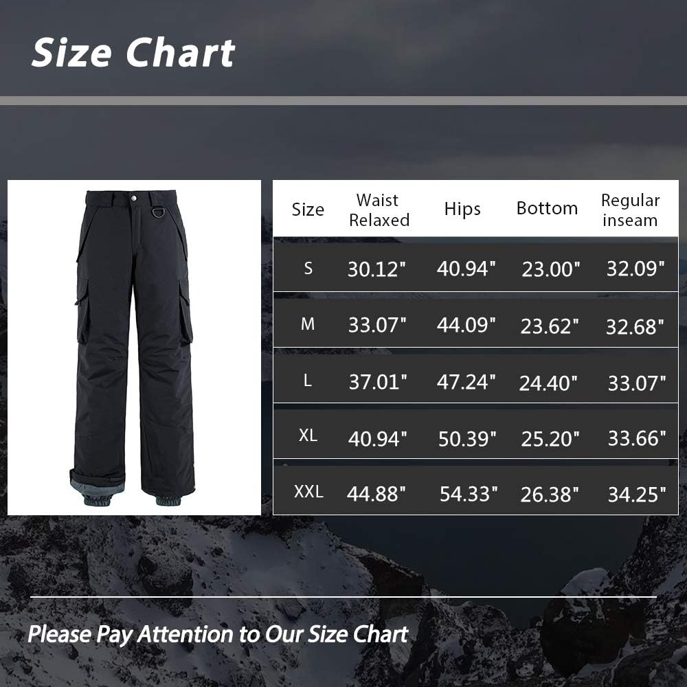 Wantdo Men's Waterproof Ski Pants Warm Insulated Snow Pants Hiking Cargo Pants: Clothing
