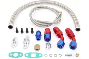 LTI-DIRECT LTI Universal Turbo Oil Feed Line + Oil Return Drain Line Complete Kit for T3 T4 T3/T4 T04E T60 T61 T66 T70