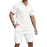 KUYIGO Men's Polo Shirt and Shorts Set Summer Outfits Fashion Casual Short Sleeve Suit for Men 2 Piece Tracksuit
