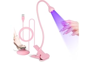 AORAEM UV LED Nail Lamp, Quick Drying UV Light for Gel Nails Foot Control LED Nail Cure Lamp, Flash Cure Light with Gooseneck and Clamp for Gel Nails, Pink