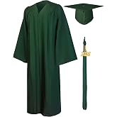 GraduationMall Matte Graduation Gown Cap Tassel Set 2026 for High School and Bachelor