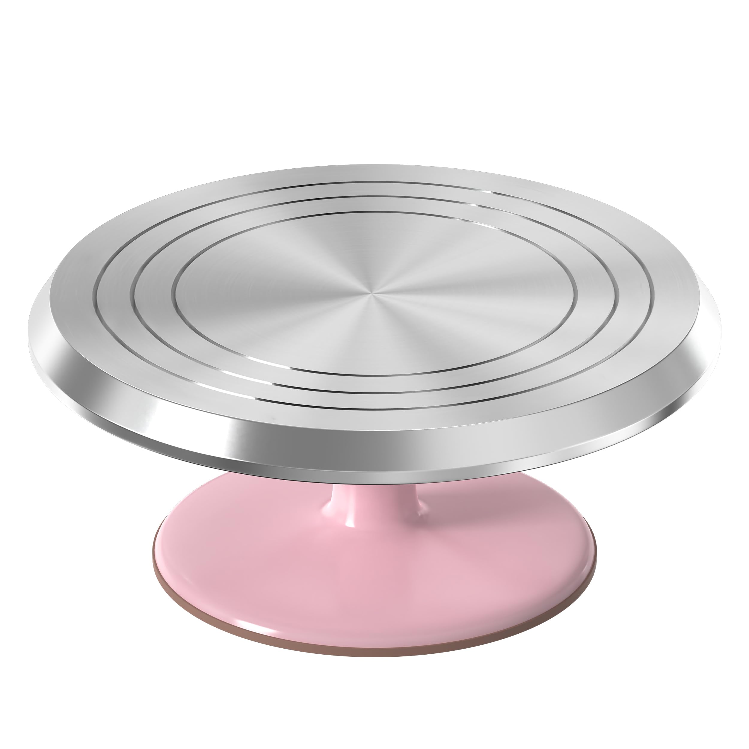 Photo 1 of Riccle 12 Inch Pink Aluminium Alloy Revolving Cake Stand – Rotating Cake Turntable for Cake Decorating, Baking, and Cake Decorating Supplies