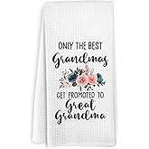 KFXHANGD Promoted to Great Grandma Kitchen Towels, Great Grandma Gifts, Great Grandma Dish Towels, Pregnancy Announcement for Great Grandma, Great Grandma Hand Tea Towels for Bathroom Kitchen,16x24In