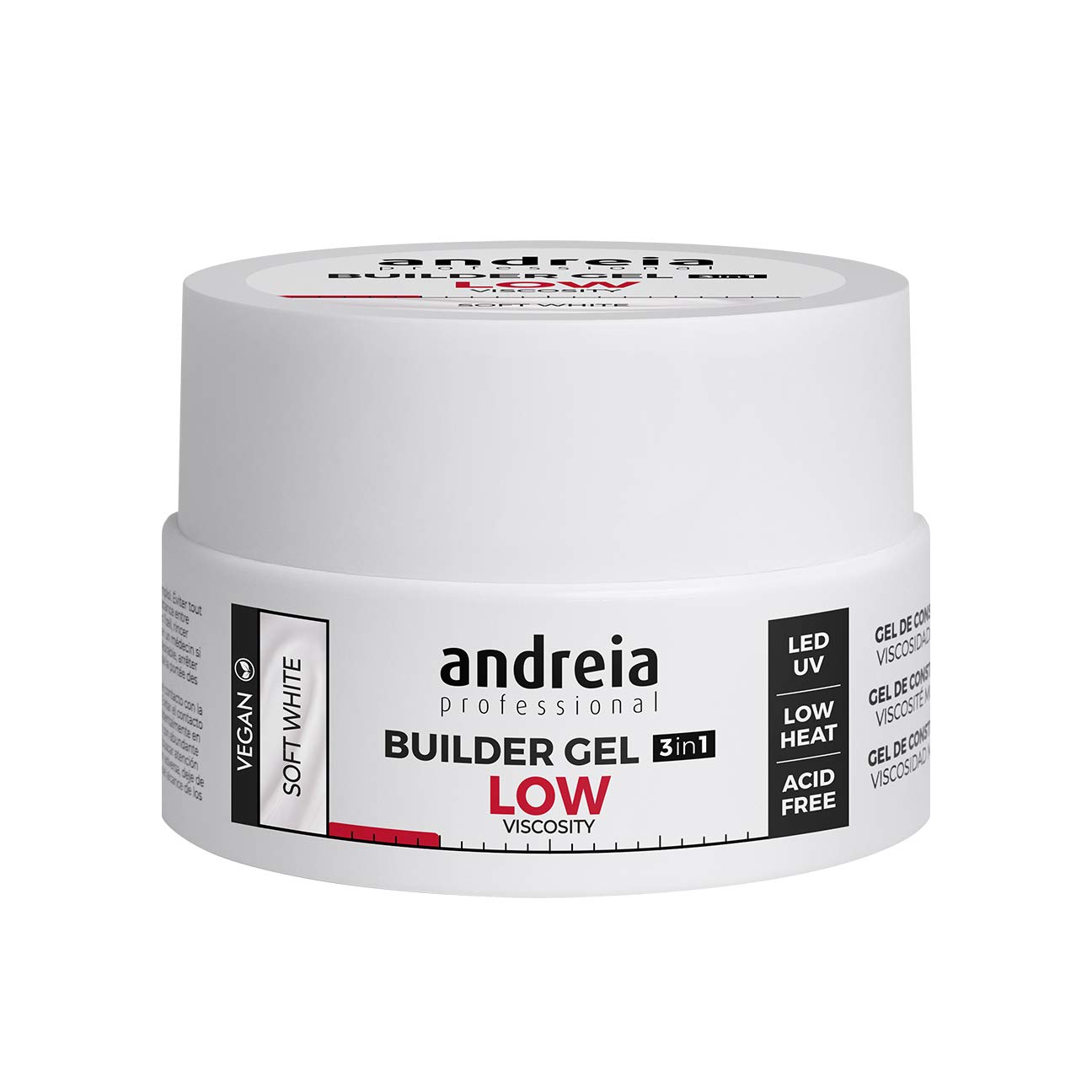 Andreia Professional Gel Builder Low Viscosity Clear - LED et UV - Soft White 22g