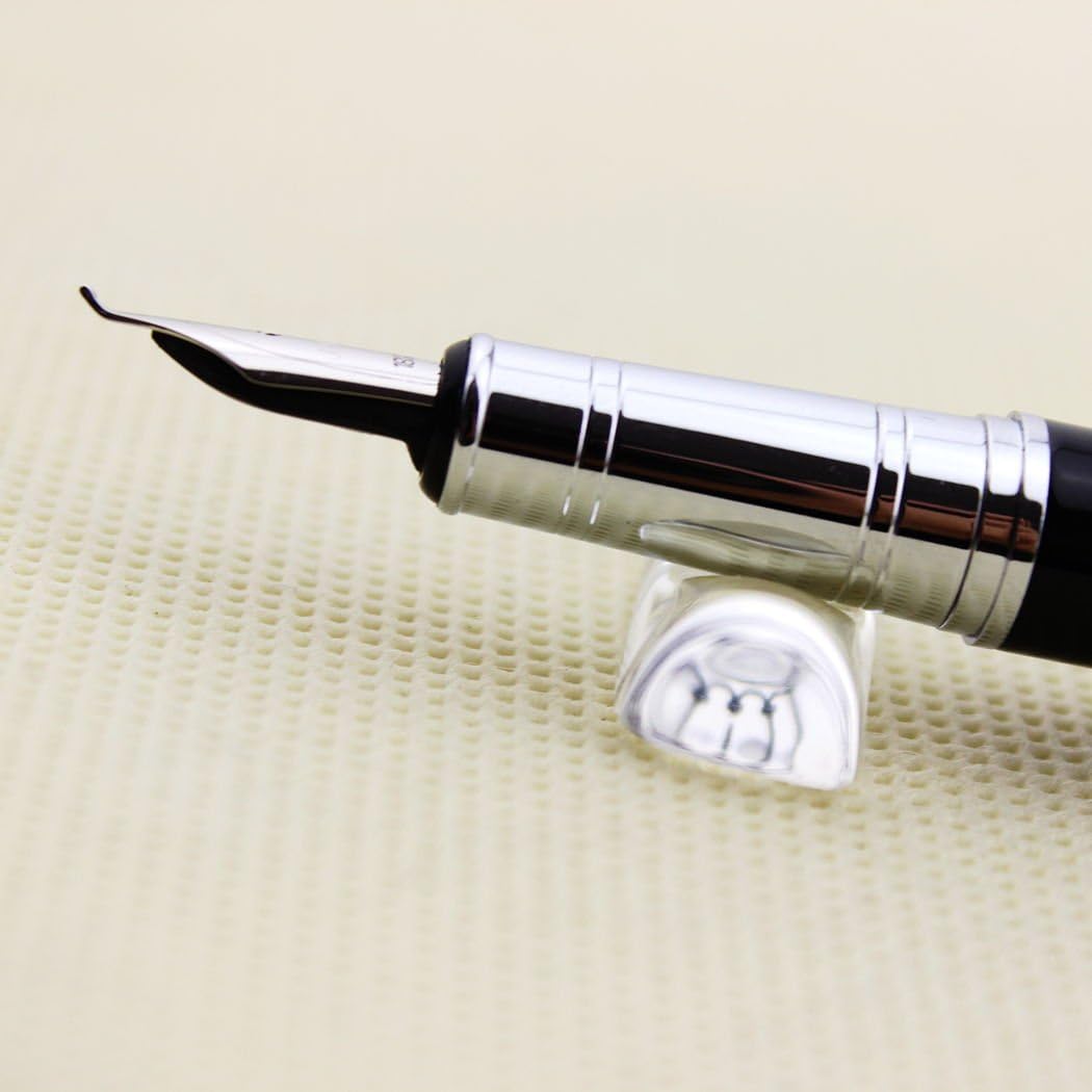 Gullor Advanced Jinhao Calligraphy Fountain Pen 101 Black with Silver, Black, silver - Image 4