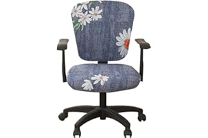 Jinzio Computer Office Chair Cover - Split Protective & Stretchable Cloth Polyester Universal Desk Task Chair Chair Covers Stretch Rotating Chair Slipcover (Daisy)