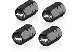 SWERTOY Tire Valve Stem Cap Cover fit for Jeep Wrangler Jl Grand Cherokee Grand Commander Belt O-Ring Seal Corrosion Resistant tire Valve caps 4 Pack Black