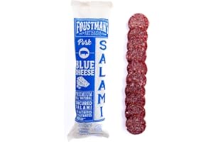 Foustman's Salami Blue Cheese Pork Artisanal, Nitrate-Free, Naturally Cured Lunch Meat, Gluten-Free, Dairy-Free, 8 Oz.