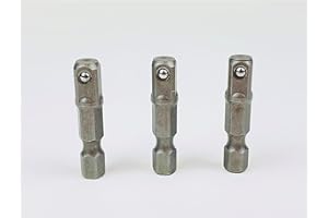 HFP Stubby 1/4 Inch Impact Socket Adapter Bit Only 1.3 Inches Long 3 Pack Stubby 1/4 Inch Impact Socket Bit 1/4" Hex to 1/4" Square