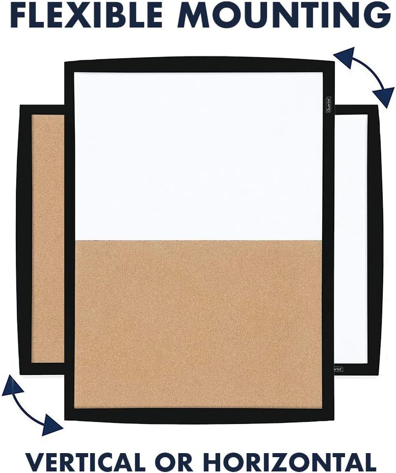 Quartet Combination Magnetic Whiteboard & Corkboard, 17" x 23", Combo White Board & Cork Board, Curved Frame, Perfect for Office & Home Decor, Home School Message Board, Black (41723-BK) : Office Products