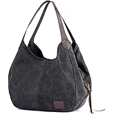 DOURR Women's Multi-pocket Shoulder Bag Fashion Cotton Canvas Handbag Tote Purse