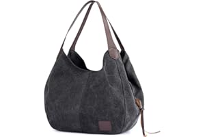 DOURR Women's Multi-pocket Shoulder Bag Fashion Cotton Canvas Handbag Tote Purse