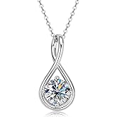 AINUOSHI Infinity Moissanite Necklaces for Women, 925 Sterling Silver Moissanite Pendant Necklace 2ct D Color VVS1 Clarity, White Gold Plated Dainty Necklace for Women Jewelry Gifts