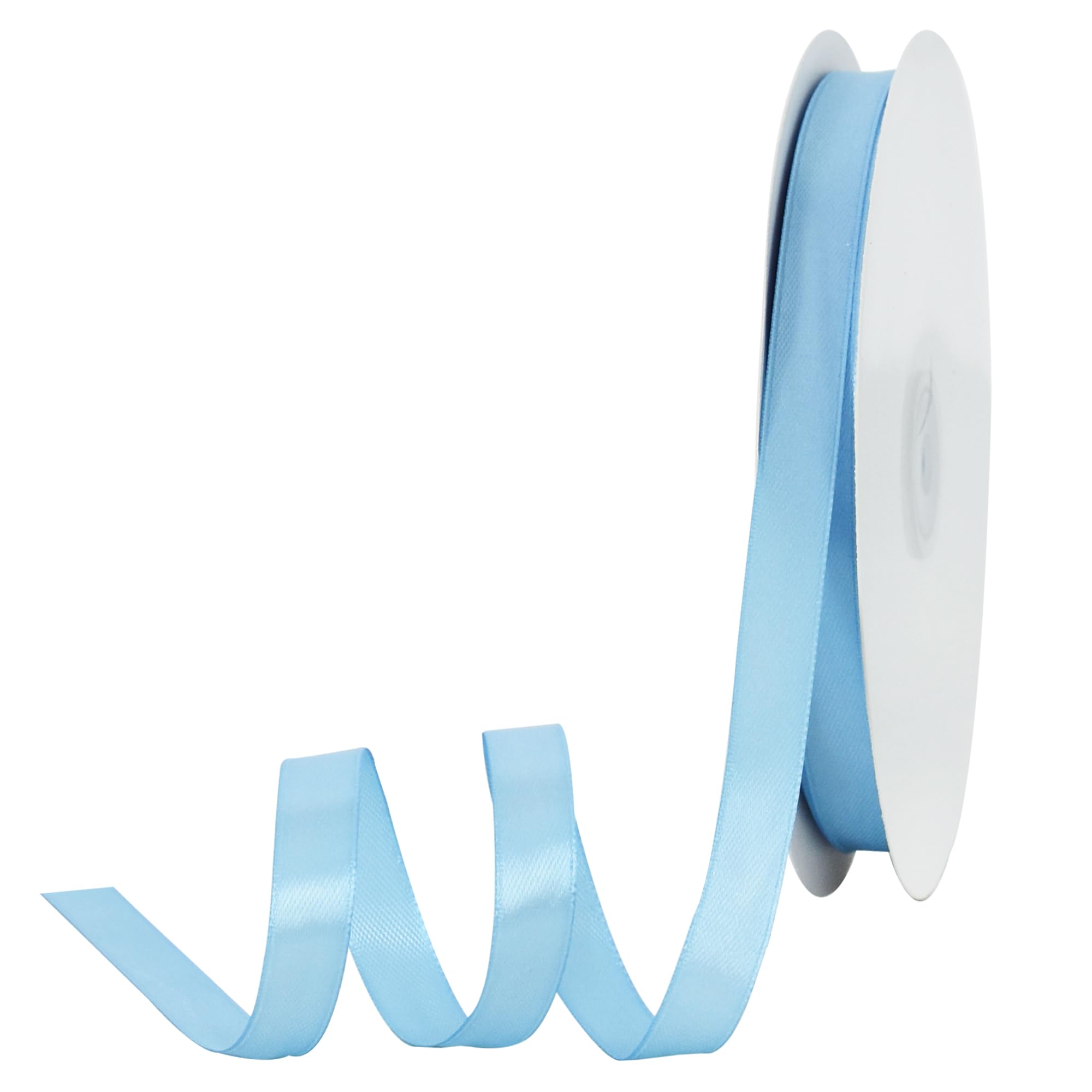 TONIFUL 1/2 Inch x 100yds Sky Blue Satin Ribbon Thin Solid Fabric Ribbons for Invitation Gift Wrapping, Bows Craft Making, Floral Bouquets, Valentine's Day Wedding Party Decoration — image 1