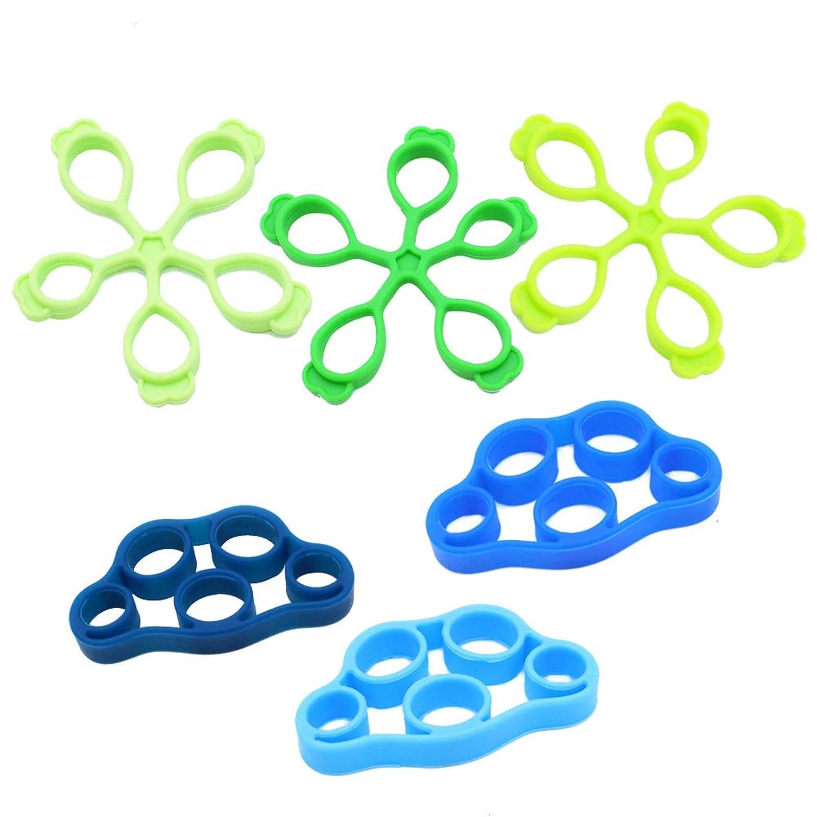 6 Pcs Silicone Finger Stretcher Kit Hand Extensor Exerciser Flower Shape and Finger Strengthener Bands Trapezoid Used to Strengthen Wrist Forearm and Finger Muscles Improve Joint Inflammation