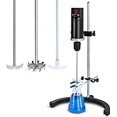 VOEDOR Electric Overhead Stirrer Max.40L 160W 100-2000RPM 10000mPa.s LCD Digital Lab Mixer Time and Speed Adjustable Equipped with Three Different Types of Mixing rods for Various uses