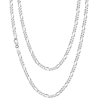 Savlano Italian 925 Sterling Silver Figaro Chain Bracelet For Men & Women - Gift Box