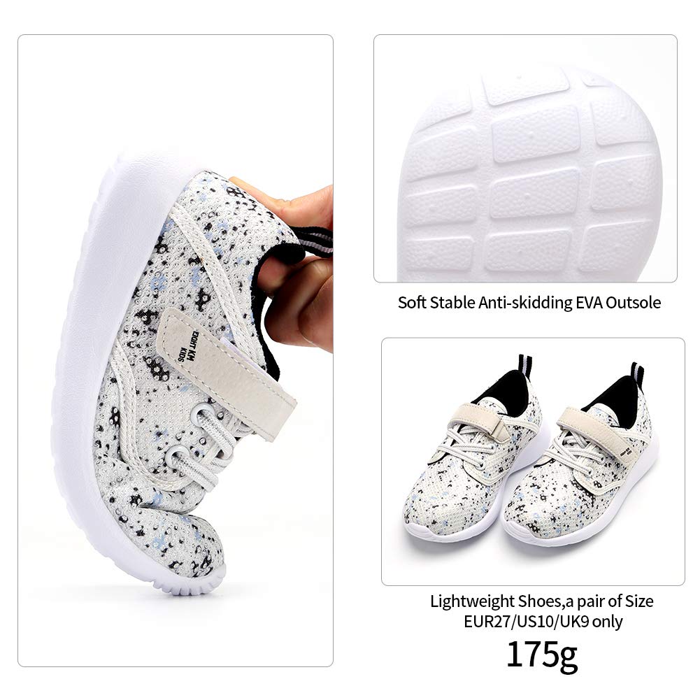 EIGHT KM Girls Toddler Kids EKM7025 Lightweight Breathable Splattered Black Fabric Velcro Sneakers School Shoes Size 6 US 2019 Thanksgiving