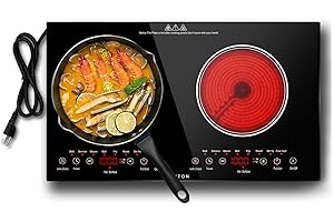 Noxton 2 Burners Electric Cooktop, 24" Built-in & Countertop Stove, Two Burner Ceramic Cooktop with Child Safety Lock, Timer, Touch Sensor Control, Portable 110V Plug-in Cooktop