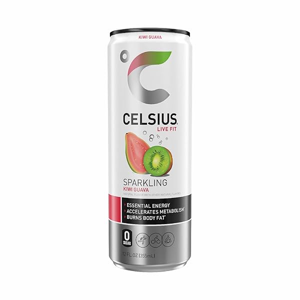 CELSIUS SPARKLING KIWI GUAVA, FUNCTIONAL ESSENTIAL ENERGY DRINK, 12 FL OZ