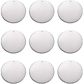 FASHEWELRY 20Pcs Flat Round Stamping Blank Tag Pendants Stainless Steel Coin Disc Charms 20mm with Hole for Jewelry Necklace Bracelet Craft Making