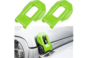 E-COWLBOY Hood Latch Lock Catch Brackets Cover for 2018-2024 Jeep Wrangler JL JLU Unlimited Sports Freedom Sahara Rubicon Gladiator JT 2-Door & 4-Door Exterior Accessories Decoration (Green 2PCS)