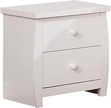 Amazon Com Benjara Wooden Nightstand With 2 Drawers And Curved Sides White Furniture Decor