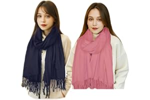 Scarf for Women Fall Winter Lightweight Big Shawl Wraps Long Women Scarves Warm Cashmere Feel Classic Soft 2 Pack
