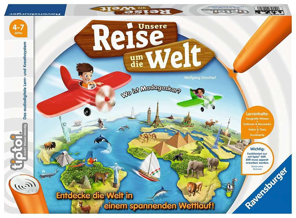 Ravensburger tiptoi 00070 Our Journey Around the World Educational Game from 4 Years, Educational Geography Game for Boys and Girls, for 1-4 Players