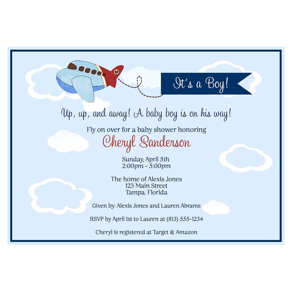 airplane baby shower invitations