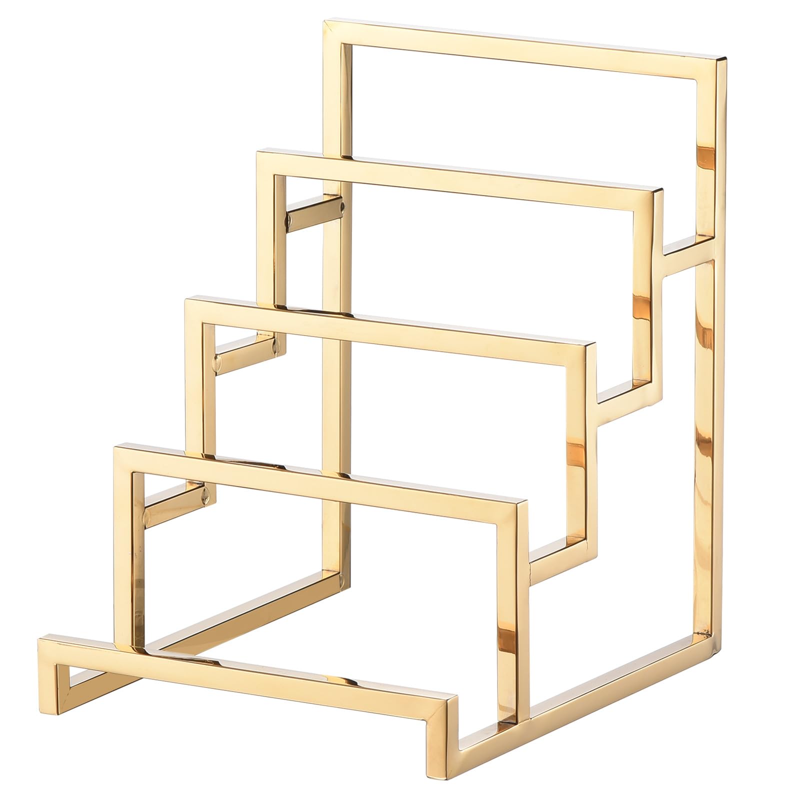 Photo 1 of uxcell Clutch Purse Display Stand 4 Layer Wallet Display Rack Metal Clutch Holder Riser for Home Retail Store Supplies - Gold