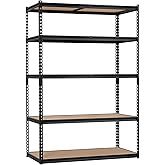 ExploreHorizon Heavy Duty Garage Storage Shelves, 5-Tier Adjustable Metal Shelving Unit, Up to 2500 Lb Capacity, 48" l x 18" w x 72" h Storage Rack for Kitchen, Pantry, Basement, Bathroom & Laundry