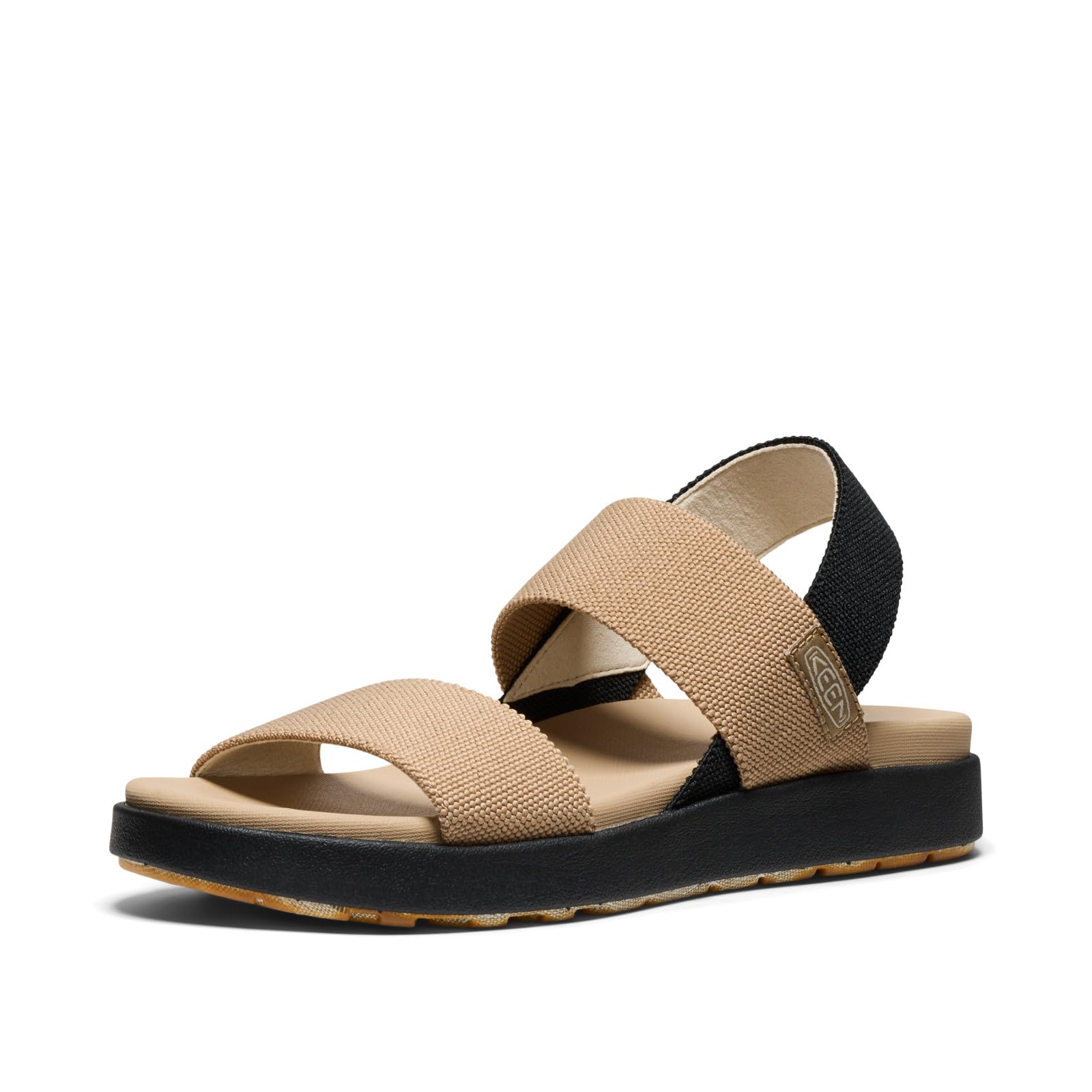 KEEN Women's Elle Backstrap Casual Platform Open Toe Wedge Sandals, Cornstalk/Black, 5 WIDE Image