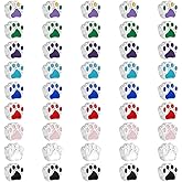 UNICRAFTALE About 45Pcs Dog Paw Beads 9 Colors Animal Footprint Charms Alloy Enamel European Spacer Beads Large Hole Metal Loose Beads for Jewelry Making European Snake Chain Accessories Hole 4.5mm