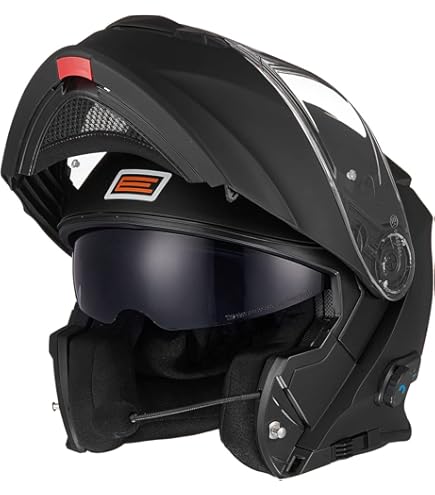 ILM Bluetooth Motorcycle Helmet Modular Flip Up Full Face Dual Visor Mp3 Intercom Fm Radio Dot Approved Model 902bt Bright Red Medium