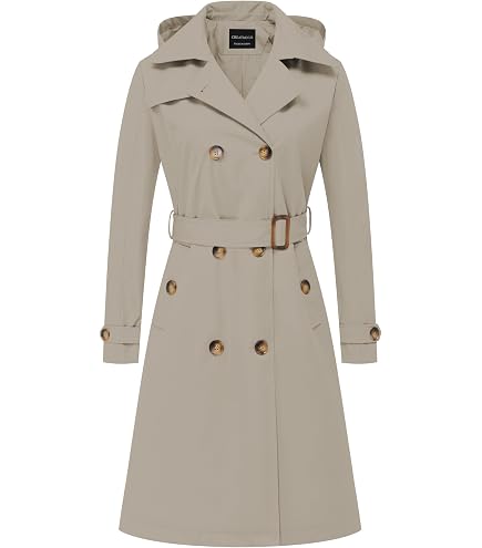 Amazon.com: Garemcy Women's Long Waterproof Trench Coat Double