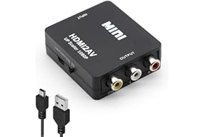 Sorthol HDMI to RCA Converter, 1080p HDMI to AV Converter Mini HDMI to 3RCA CVBs Composite Video Audio Adapter for TV/PS3/VHS/VCR/DVD/PC/Blu-Ray DVD