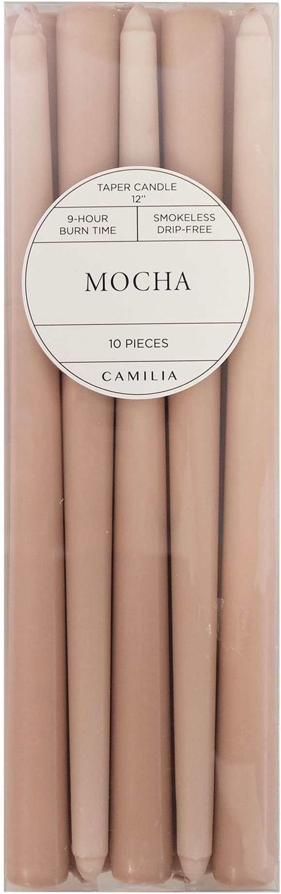 Camilia 12 INCH Taper Candles 10PCS/Pack (Mocha)