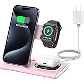 3 in 1 Charging Station for iPhone 17 - Wireless Charger for Apple Devices for iPhone 17 16 15 14 13 12 11 Pro Max - Foldable Wireless Charging Station Dock Stand for Apple Watch Series & AirPods