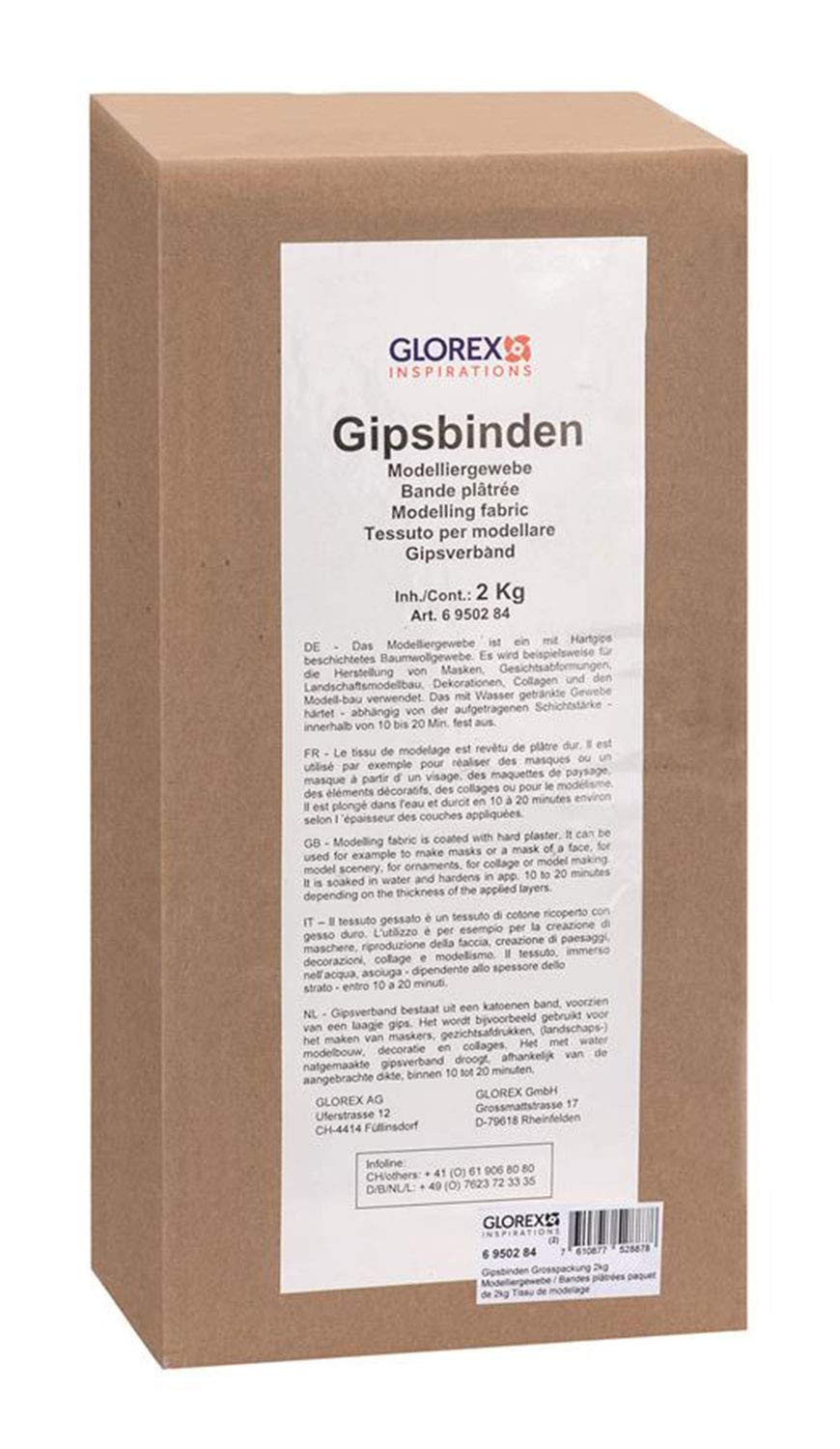 Glorex 6 9502 84 Plaster Bandages Bulk Pack 2 kg Modelling Fabric Ideal for Model Making, Masks, Decorations and for the Imprint of Baby Belly
