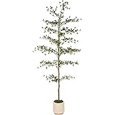 FEELEAD Faux Black Olive Tree 7ft - Realistic Artificial Shady Lady Tree 7 Feet with Pot Indoor Fake Black Olive Trees with Natural Branches and Realistic Leaves for Home Office Decor